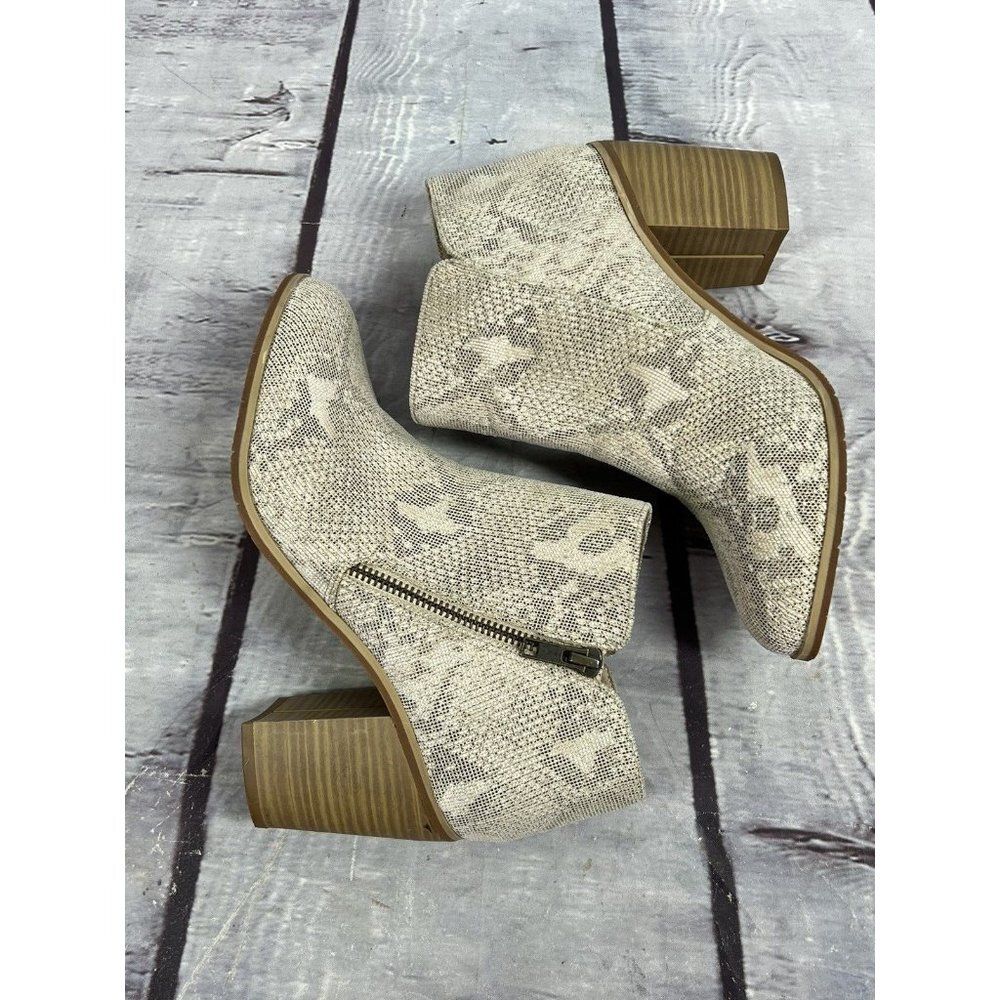 BC Born in California‎ snale print leather ankle boots sz 7 light beige tan - Picture 6 of 7